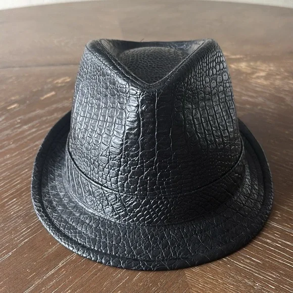 Bundle of 2 Faux Leather Crocodile Jazz Look Men’s Fedora Hats - Picture 6 of 13